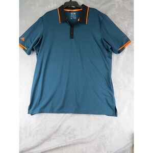 Adidas ClimaCool Polo Shirt XL Blue Teal Orange Short Sleeve‎ Golf Performance